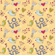 Love seamless texture with flowers and birds N12
