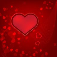 hearts Valentines day card on red background