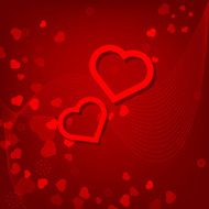 hearts Valentines day card on red background N2