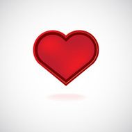 Red heart Valentines day card on white background