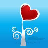 Red grossy gem heart and silver tree