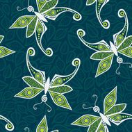 Seamless pattern with butterfly and leaves