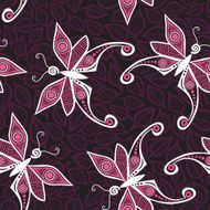 Seamless pattern with butterfly and leaves N2