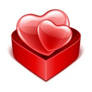 Open heart gift present with two hearts