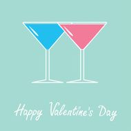 Two glasses of martini Happy Valentines Day card