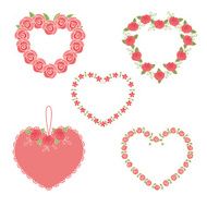 Set of flower hearts