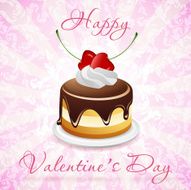 Happy Valentine&#039;s Day Card with Cake N2