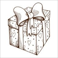 Present box with hearts and bow