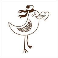 Bird with flower isolated on white N2
