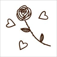 Rose and hearts isolated on white