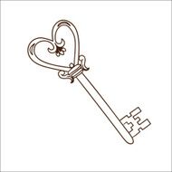 Romantic heart shaped key isolated on white N2