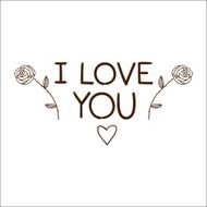 Romantic text with roses isolated on white