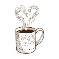 Coffee cup with heart shaped steam N2