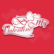 calligraphic be my valentine headline stylish text colorful vector