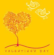 cartoon birds above romantic flowers holding heart Valentine&#039;s N3