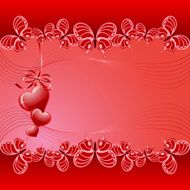 Red butterflies and hearts St Valentine card