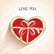 Love greeting card with heart pillow in box