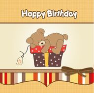 birthday greeting card with teddy bear and big gift box N4