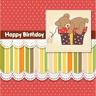 birthday greeting card with teddy bear and big gift box N9