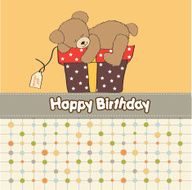 birthday greeting card with teddy bear and big gift box N11