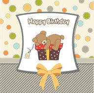 birthday greeting card with teddy bear and big gift box N12