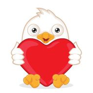 White Bird Holding Heart Love