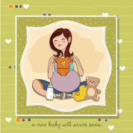 happy pregnant woman baby shower card