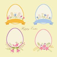 Set of Easter eggs decorated with flowers