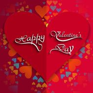 Happy Valentine&#039;s day card hearts with lettering text colorful background