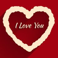 Trendy vector heart flat icon with long shadow