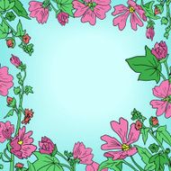 Floral frame with mallow flowers
