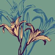 vintage floral card with lilies N2