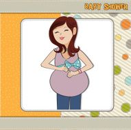 happy pregnant woman baby shower card N2