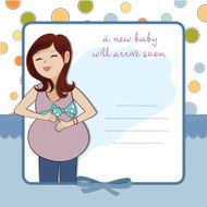 happy pregnant woman baby shower card N3