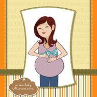 happy pregnant woman baby shower card N5