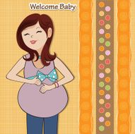 happy pregnant woman baby shower card N6