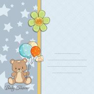 baby boy shower card with cute teddy bear N2