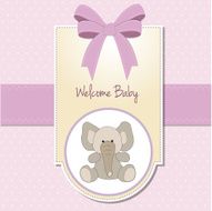 new baby girl announcement card with elephant N2