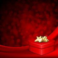 Heart red shiny gift on silk with light N2