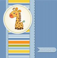 baby boy announcement card with giraffe N2