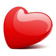 Red glossy heart in perspective