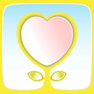 3d vector flower shape of heart with leaves in frame N2