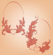 Romantic Valentine's background heart ornate vintage floral mot