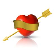 Love concept with heart arrow and paper banner