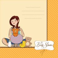 happy pregnant woman baby shower card N7