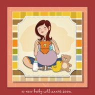 happy pregnant woman baby shower card N9