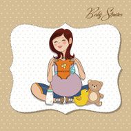 happy pregnant woman baby shower card N10