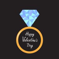 Wedding gold ring with blue diamond Polygonal effect Happy Va N2