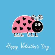 Cute cartoon pink lady bug with hearts dots