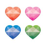 set of colorful crystal like hearts